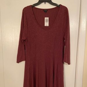 NWT Torrid Size 1 Maroon Ribbed Dress